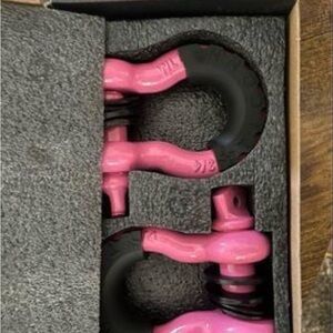 Pink Safety-Coated D-Ring Shackles - Set of 2